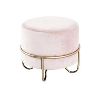 HAKU Tabouret écru, Or, Rose, MDF, métal, recouvrement Tissu - Dim.: H 40 cm x Ø 43 cm, Style: Art Deco