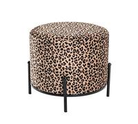 HAKU Tabouret Motif – Noir, MDF & métal, recouvert de tissu – H 40 cm x Ø 48 cm – Style bohème