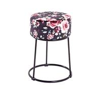 HAKU Tabouret Motif, Noir, MDF, métal, recouvrement Tissu - Dim.: H 46 cm x Ø 30 cm, Style: Art Deco