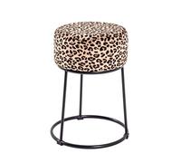 HAKU Tabouret Motif – Noir, MDF & métal, tissu, H 46 cm × Ø30 cm, style Art déco