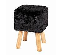 HAKU Tabouret Noir, Bois Massif, recouvrement Tissu - Dim.: L 30 cm x H 45 cm x P 30 cm, Style: Glam