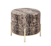 HAKU Tabouret Or Art déco – MDF & métal, recouvert de tissu, H 40 cm Ø 48 cm