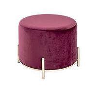 HAKU Tabouret Or, Rouge, MDF, métal, recouvrement Tissu - Dim.: H 40 cm x Ø 48 cm, Style: Art Deco