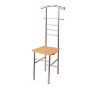HAKU Valet de chambre avec assise Valet multifonctionnel avec assise en aluminium, hêtre, MDF, métal - Dimensions : L 46 x H 119 x P 50 cm, Style : Moderne