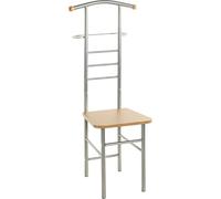 HAKU Valet de chambre avec assise Valet multifonctionnel avec assise en aluminium, hêtre, MDF, métal - Dimensions : L 46 x H 119 x P 50 cm, Style : Moderne