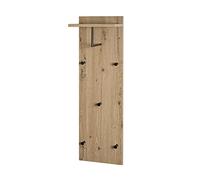 HAKU Warderobe Murale chêne Clair, Noir, MDF, Métal - Dim.: L 30 x H 100 x P 20 cm, Style: Moderne