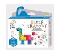 Haku Yoka Lot de 8 crayons brachiosaure, sans désordre, super durables et faciles à prendre en main, pour enfants de 3 ans et plus, cire d'abeille naturelle et minérale bio style Lego
