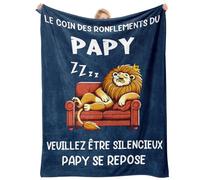 Hakumata Cadeau Fete des Peres, Cadeau Papy, Cadeau Anniversaire Grand Pere | Cadeau Fete des Papy, Papi, Grand Pere, Bleu Marine - Couverture Imprimée Lion Endormi 60 * 50in