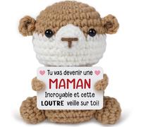 Hakumata Cadeau Future Maman, Cadeau Femme Enceinte, Peluche Loutre Crochetée Faite Main, Idée Décoration pour Jeune Maman, Amie, Soeur, Épouse et Fille, Naissance Mere