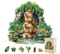 Hakumata Puzzle en bois pour adulte Capybara - 250 pièces - Puzzle en bois - Boîte cadeau, décoration murale et cadeau pour amis et familles (14 ans+)
