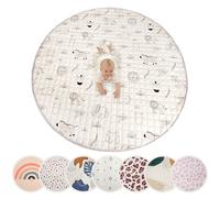 Hakuna Mat Lux Safari Animals- 150 cm Tapis de jeu rond pour bébé et enfant | Tapis de sol ultra-doux matelassé pour chambre et salon - Lavable en machine, antidérapant, non toxique et certifié REACH.