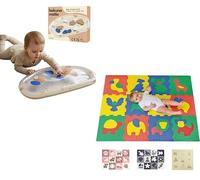Hakuna Matte Lot de 2 Tapis de Sol : Tapis d'Éveil Aquatique à Paillettes (73x42cm) et Tapis Puzzle Animaux (12 Dalles)