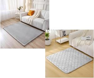 Hakuna Matte Lot de 2 Tapis de Sol : Tapis d'Éveil Rectangulaire Gris (170x120x2,5cm) et Tapis de Sol Matelassé Hygge Gris (127x127x1,5cm), Mousse Mémoire Haute Densité, Surface Douce et Antidérapante