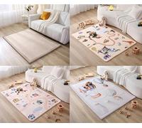 Hakuna Matte Lot de 4 Tapis de Sol CloudSoft : Beige, Ballons Dinosaure (170x120cm), Ferme et Safari (160x120cm), Mousse à Mémoire de Forme Haute Densité, Surface Velours Douce, Antidérapant