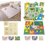 Hakuna Matte Lot de 4 Tapis de Sol : Grand Tapis CloudSoft Confetti (200x150cm), Tapis Puzzle Animaux (12 Dalles), Tapis de Jeu Voiture (1,2x1,2m) et Tapis Puzzle Animaux Élégant (0,9x0,9m)