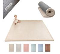 Hakuna Matte - Tapis de jeu en mousse à mémoire de forme antidérapant - 152,4 x 203,2 cm - Beige - Doux comme du velours corail pour ramper et jouer