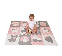 Tapis Puzzle Mousse Bébé 1,2x0,9m Animaux de Ferme - 12 Dalles 30x30cm - 20% Plus Épais & Doux Tapis de Sol Bébé - sans Toxines, Inodore, Facile à Nettoyer Tapis Motricité Bébé