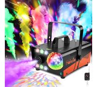 HAKUTA Machine à fumée avec boule disco lumineuse et lumières LED RGB, machine à fumée 2300 CFM Spray avec fonction Auto-Spray, idéal pour Halloween, Noël, mariages