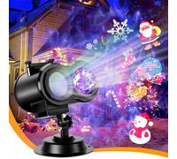 HAKUTA Projecteur LED Vagues et d'Océan, Projecteur Ciel étoile avec 16 motifs de diapositives et télécommande pour Noël, Projecteur de décoration pour le Nouvel An, les anniversaires, Halloween