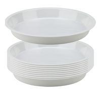 HAKZEON Lot de 10 soucoupes rondes en plastique de 30 cm pour pot de fleurs - Pour intérieur et extérieur - Blanc