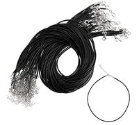 HAKZEON Lot de 100 Cordons Noirs de 50,8 cm avec Fermoir Mousqueton, Cordon ciré de 1,5 mm, pour Fabrication de Bijoux