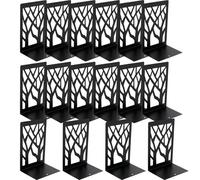 HAKZEON Lot de 16 Serre Livre Noirs en Métal Robuste avec Coussinets Antidérapants, Presse Livres, Cale Livre pour Bureau, École, Étagère