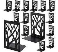 HAKZEON Lot de 16 Serre Livres Noirs en Métal avec Coussinets Antidérapants, Cale Livre, 11,9 x 8,6 x 17,8 cm, pour Étagères, Supports Décoratifs