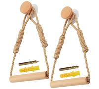 HAKZEON Lot de 2 porte-rouleau de papier toilette autocollant, support mural en bois vintage avec corde de chanvre pour décoration de cuisine et de salle de bain