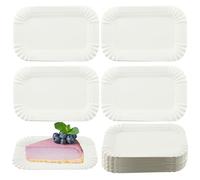 HAKZEON Lot de 200 assiettes rectangulaires jetables en carton pour mariage, fête d'anniversaire, pique-nique - Blanc - 10,5 x 16 cm