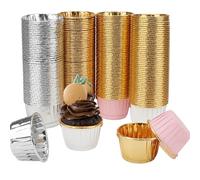 HAKZEON Lot de 200 petits moules à cupcakes en aluminium - 50 x 40 mm - Résistants à la graisse - 4 couleurs - Pour pâtisserie, desserts de fête, mariage, anniversaire