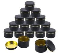 HAKZEON Lot de 24 Pot Bougie Vide avec Couvercles Coulissants Noir Bocaux à Bougie113,4 g, pour Bougies, Bricolage, Artisanat