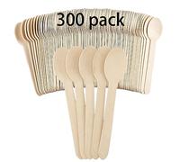 HAKZEON Lot de 300 cuillères jetables en bois de bouleau naturel de 16 cm pour servir la salade, les fêtes, le camping, la restauration