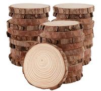HAKZEON Lot de 40 Tranches de Bois Naturel de 9-10 cm, 1 cm d'épaisseur Rondin de Bois avec Écorce, Bois Brut pour Travaux Manuels, Peinture, Décorations de Mariage, Décoration de Noël