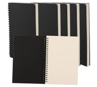 HAKZEON Lot de 6 Carnets de Croquis 100 g/m² A5, 60 Feuilles/120 Pages avec Couverture en Kraft Noir, Carnet de Croquis Vierge pour Mémos, Peinture, Écriture, Dessin