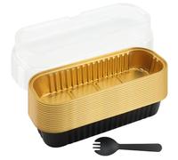HAKZEON Lot de 60 mini moules à pain rectangulaires en aluminium noir avec couvercles, 200 ml