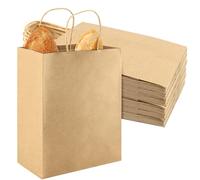 HAKZEON Lot de 60 sacs en papier kraft marron de 21 x 11 x 27 cm, 130 g/m² avec poignées, sacs en papier kraft pour cadeaux, bonbons, anniversaire, mariage, Noël, shopping, emballage, capacité