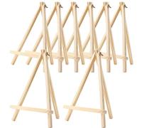 HAKZEON Lot de 8 chevalets de table en bois 30 x 20 cm, mini chevalet avec barre mobile, support réglable en bois pour peintures, dessins, photos encadrées, panneaux