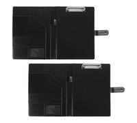 HAKZEON Porte-bloc A4, conférencier en cuir avec fermoir magnétique, organiseur de documents avec rangement, tableau à clip pour bloc-notes juridique (noir)