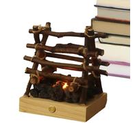 HAL Bois de cheminée LED, faux bûches de feu - Lampe à flamme de lumière nocturne réglable de 3 modes rechargeable par USB - Feu de camp qui imite la lampe à bois LED pour le festival de Noël de HAL