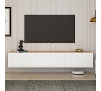 Hal meuble tv suspendu avec placards 150cm blanc et bois