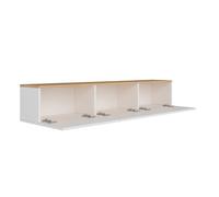 Concept Usine Meuble TV suspendu HAL 150 cm Blanc et Bois – 3 placards fermés
