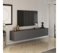 Concept Usine Meuble TV suspendu HAL 150cm gris anthracite avec placards