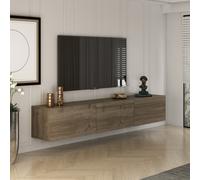 Concept Usine Meuble TV HAL suspendu 150 cm noyer avec placards panneaux de particules