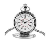 HALAHAI Montre Gousset Montre de Poche Montre De Poche Argent Lisse Quartz Montre De Poche Hommes Femmes Collier Horloge Montres Pendentif Montre à Gousset Montre de Gousset