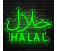 Halal néon signe pour décoration murale vert LED panneau islam panneau publicitaire néon lumière pour les sons bar café halal panneau de porte suspendu vitrine fête du sucre