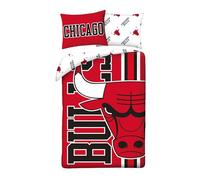 Halantex Basketball CHIGAGO Basket BULLS - Parure de lit 140 x 200 cm avec taie d'oreiller 70 x 90 cm - 100 % polyester multicolore