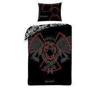 Halantex Call of Duty Black Ops Parure de lit 140 x 200 cm + taie d'oreiller pour enfant + sac à dos 100 % coton Oeko-Tex (COD-5522BL- Schwartz)