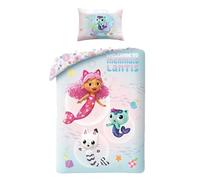 Halantex Gabby's DOLLHOUSE Casa Bambole Petite Sirène - Bienvenue à Mermaid Landis - Parure de lit pour enfant 100 x 135 cm, 100 % coton Oeko-Tex - Multicolore