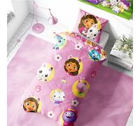 Halantex Gabby's Dollhouse - Parure de lit réversible pour enfant - 120 x 150 cm - Avec taie d'oreiller de 62 x 42 cm - Douce et facile d'entretien - Pour les tout-petits - Pour les petits fans de la