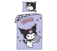 Halantex HELLO KITTY KUROMI Parure de lit Housse de couette 140 x 200 cm + taie d'oreiller 70 x 90 cm - Réversible - 100 % polyester - Couleur Violet